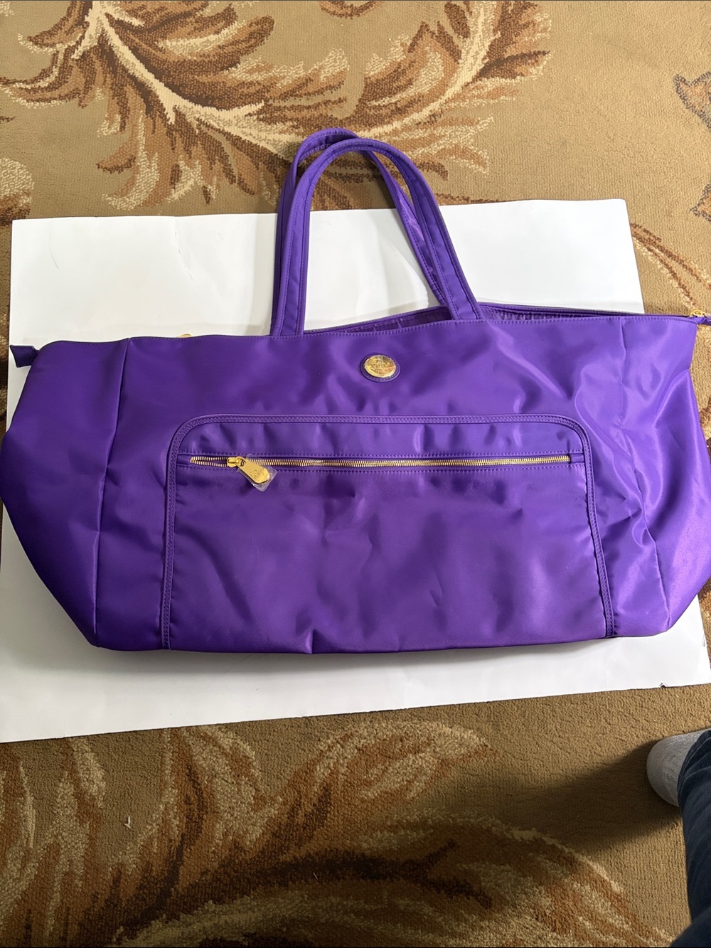 NEW Joy Mangano Purple Nylon Tote Weekender Bag.